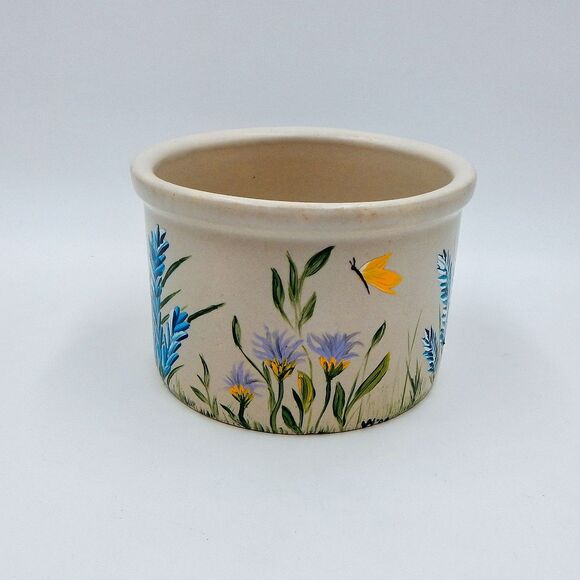 Robinson Ransbottom Hand-Painted Floral Pottery Crock Jar Stoneware Planter OH - Picture 1 of 7